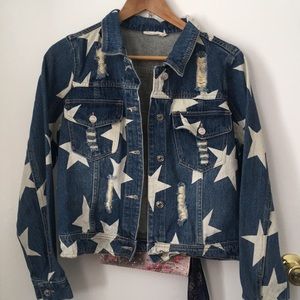 Denim jacket star printings ★